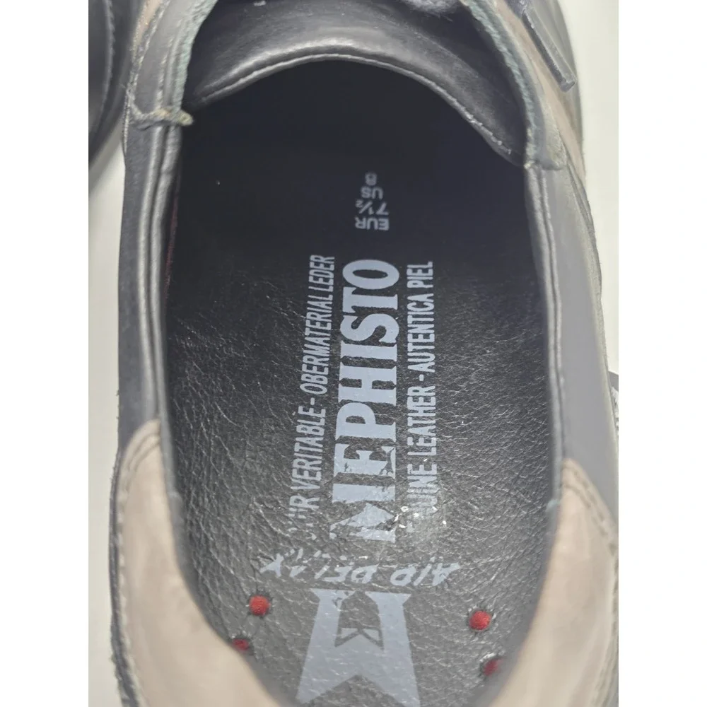 Mephisto Bonito Sneakers Mens Size 8 Leather Black & Tan Walking Casual Comfort